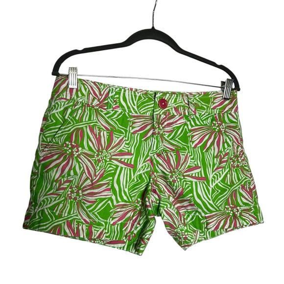 Lilly Pulitzer Callahan Shorts in Daisy Darling Green & Pink 100% Cotton Size 4 - Picture 1 of 4